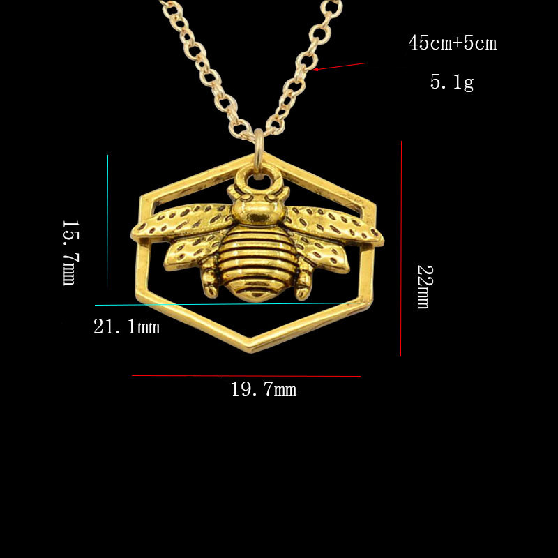 Hexagonal Honeycomb Honeycomb Cute Animal Bee Necklacef