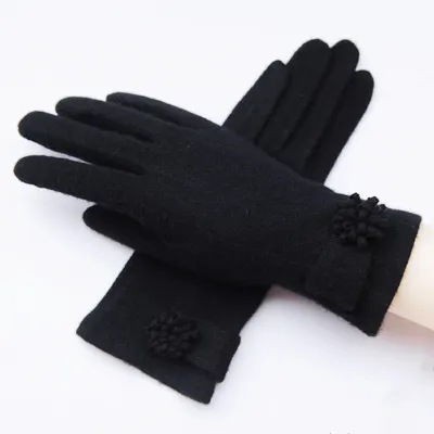 Single Layer Wool Warm Ladies Gloves For Autumn And Winter