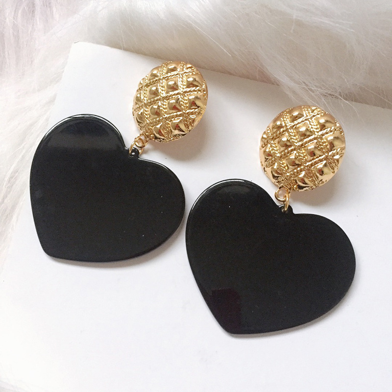 Fashion Vintage Metal Acrylic Love Earrings