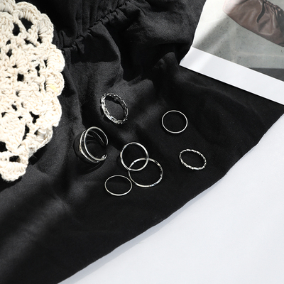 Wave-Shaped Combination Ring Five-Piece Set Of Personalized Ring Is Not Adjustable