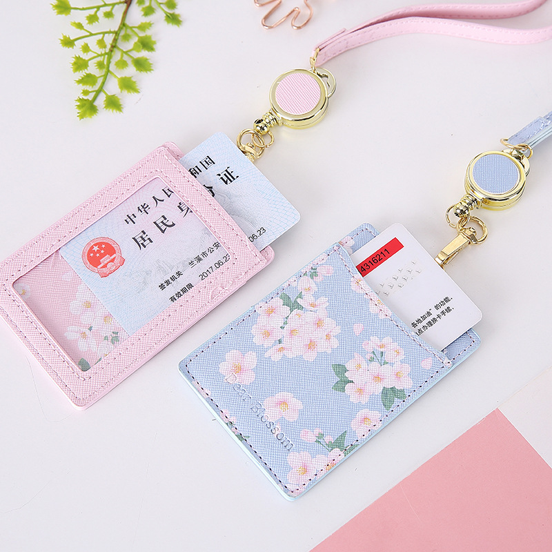 Retractable Lanyard Card Holder PU Leather Student ID Card Holder — view 3