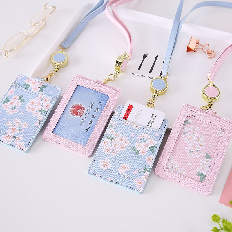 Retractable Lanyard Card Holder PU Leather Student ID Card Holder — view 4