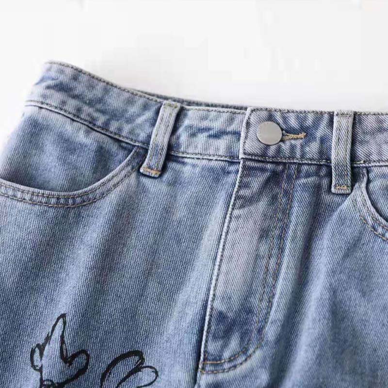 Fashion Casual Women's Cartoon Graffiti Jeans