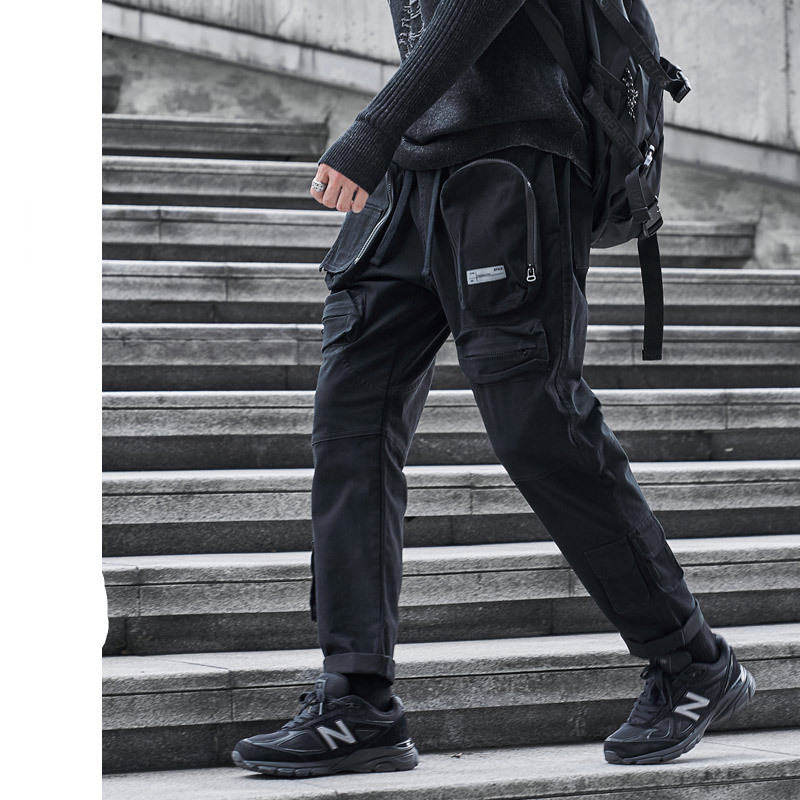 Hong Kong Style Fashion Big Pocket Overalls Male Student Trendy Casual Pants