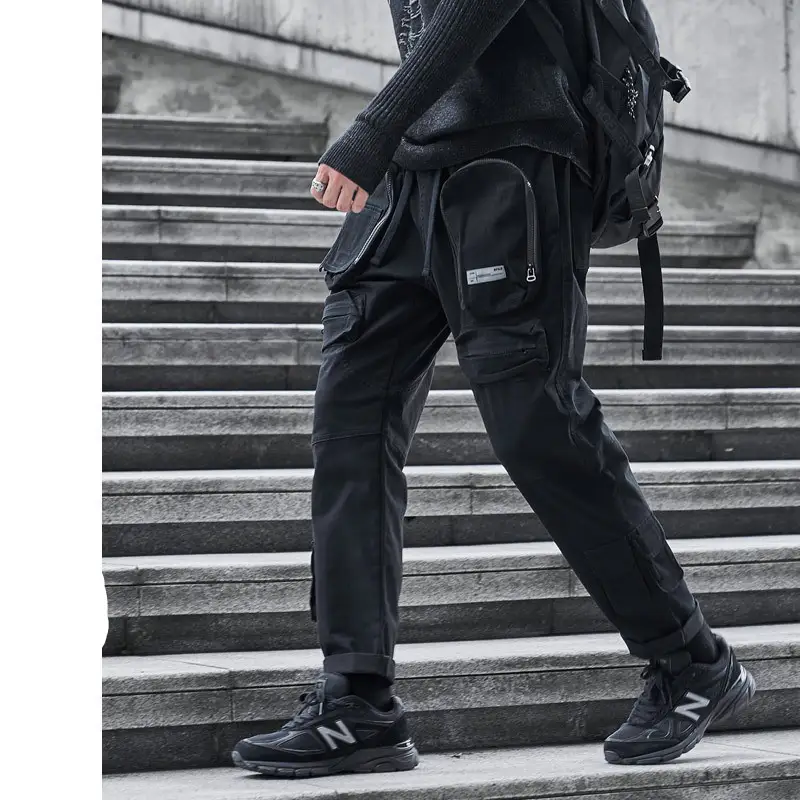 Hong Kong Style Fashion Big Pocket Overalls Male Student Trendy Casual Pants