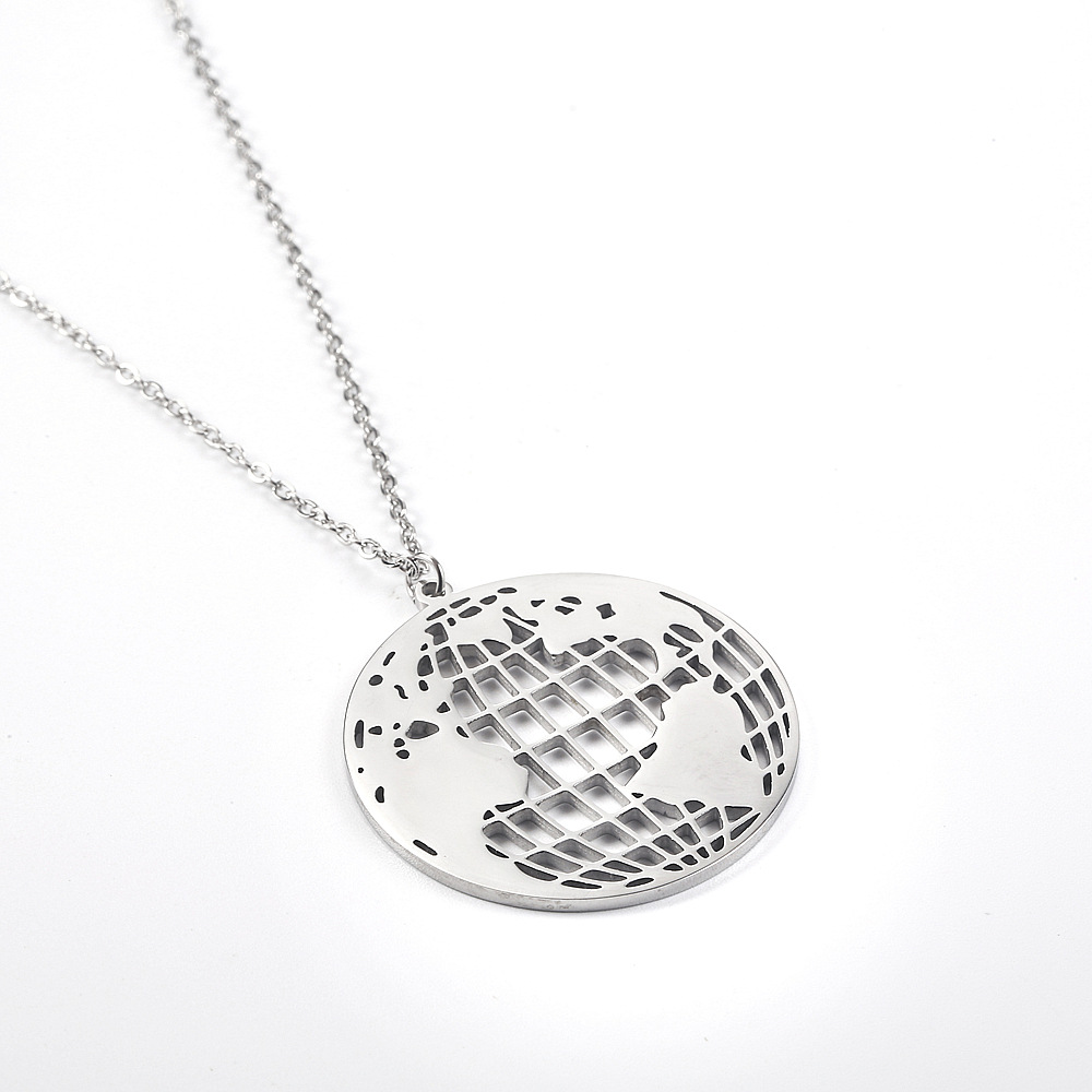 Map Necklace Titanium Steel Necklace Gold Plated Ladies Clavicle Chain