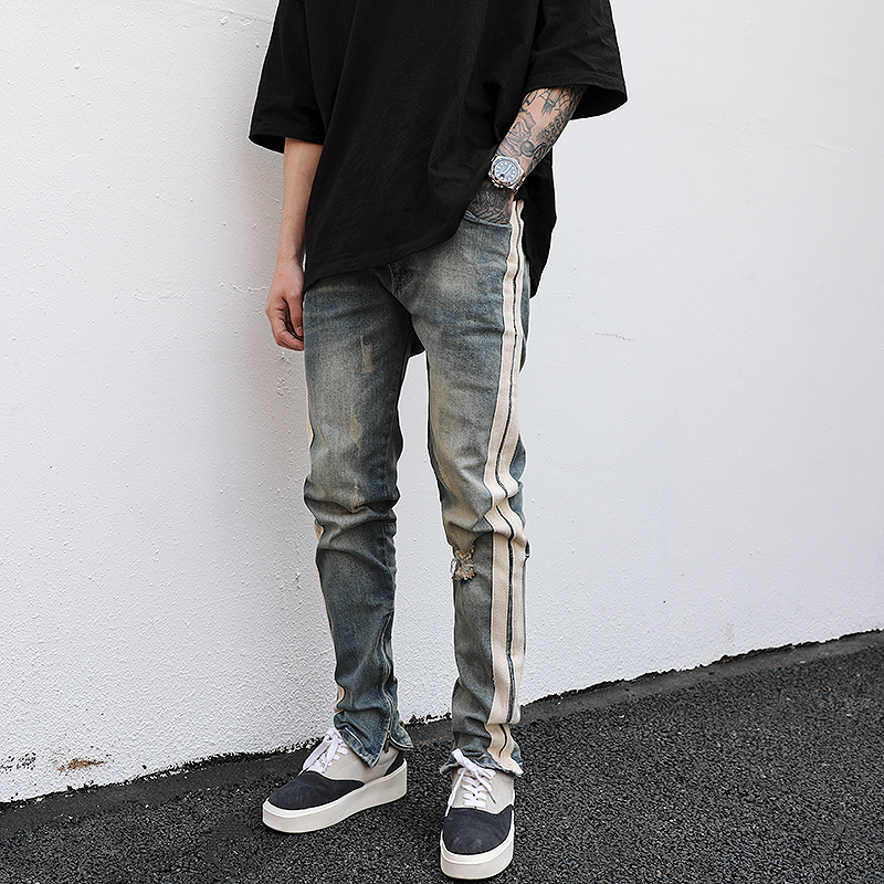 European And American High Street Style Retro Webbing Stitching