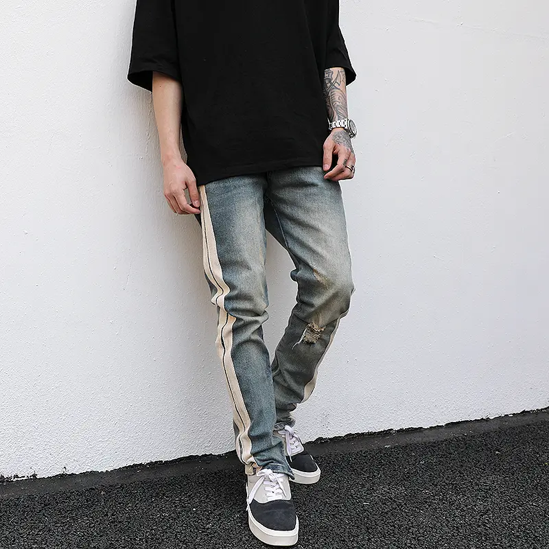 European And American High Street Style Retro Webbing Stitching