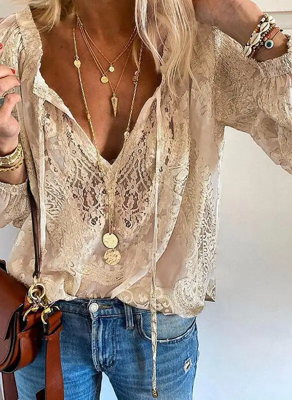 All-Match Short Lace Stitching Long-Sleeved T-Shirt