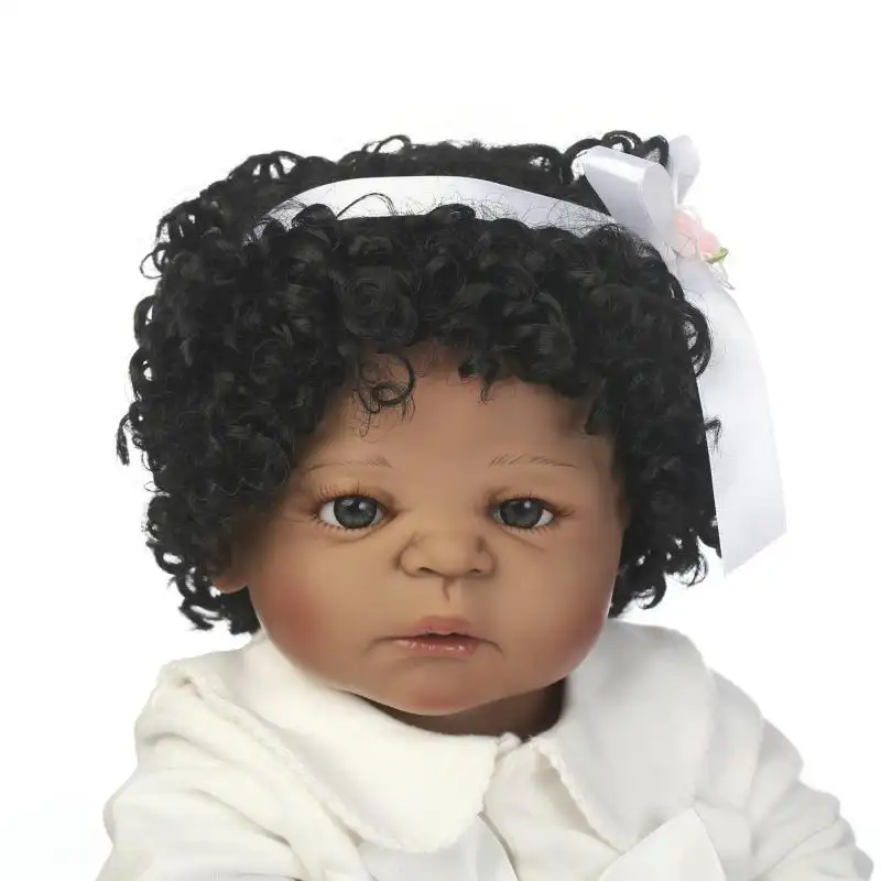 Spot Dark Complexion Curly Hair Simulation Baby Doll Play House Toy