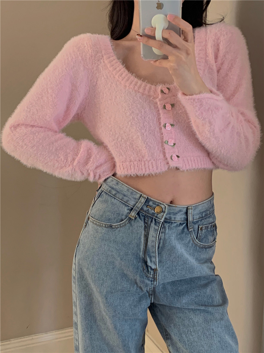 Title 2, French Sweet Mohair Sweater Women Cardigan, sof...