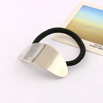 Headdress Simple Temperament Metal Smooth Leather Hair Loop Silver - Shop at LoveMi