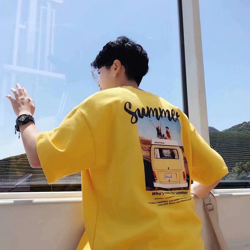 Summer Short-sleeved T-shirt Harajuku Style Clothes Korean Style Loose Five-point Sleeves