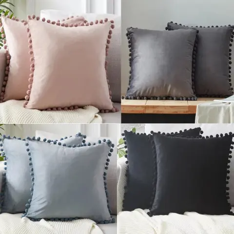 Ball Lace Pillow Velvet Solid Color Sofa Short Plush