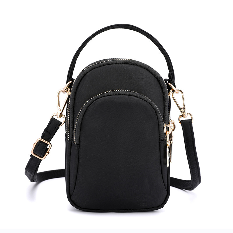 One Shoulder Portable Nylon Oxford Coin Bag Crossbody Bag Black - Shop at LoveMi