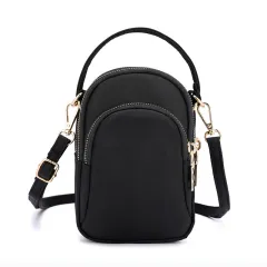 One-Shoulder Portable Nylon Oxford Coin Bag Crossbody Bag - Black - View 1