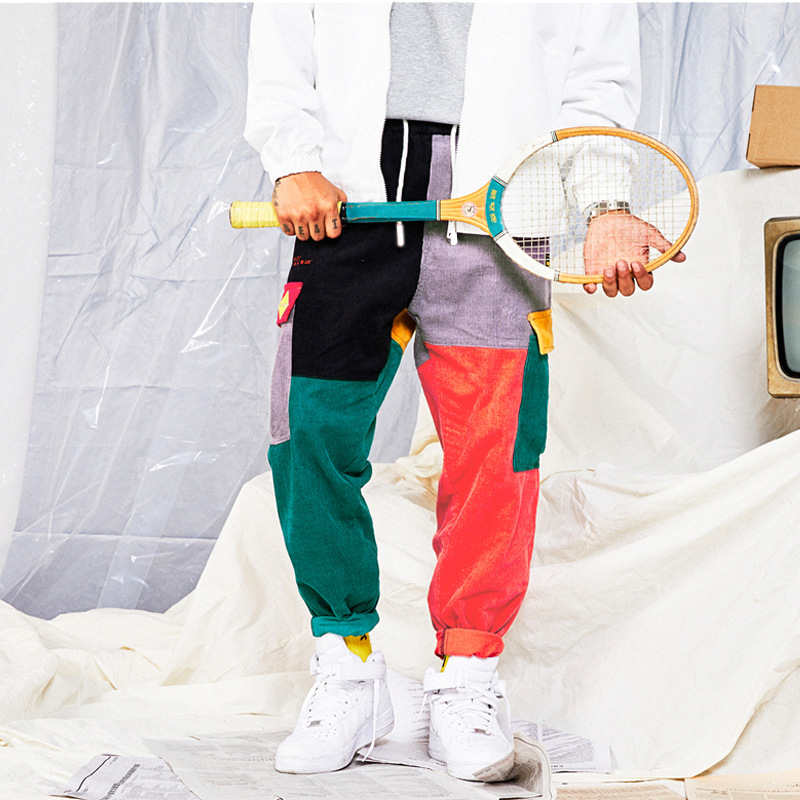 Casual Corduroy Color Matching Casual Trousers