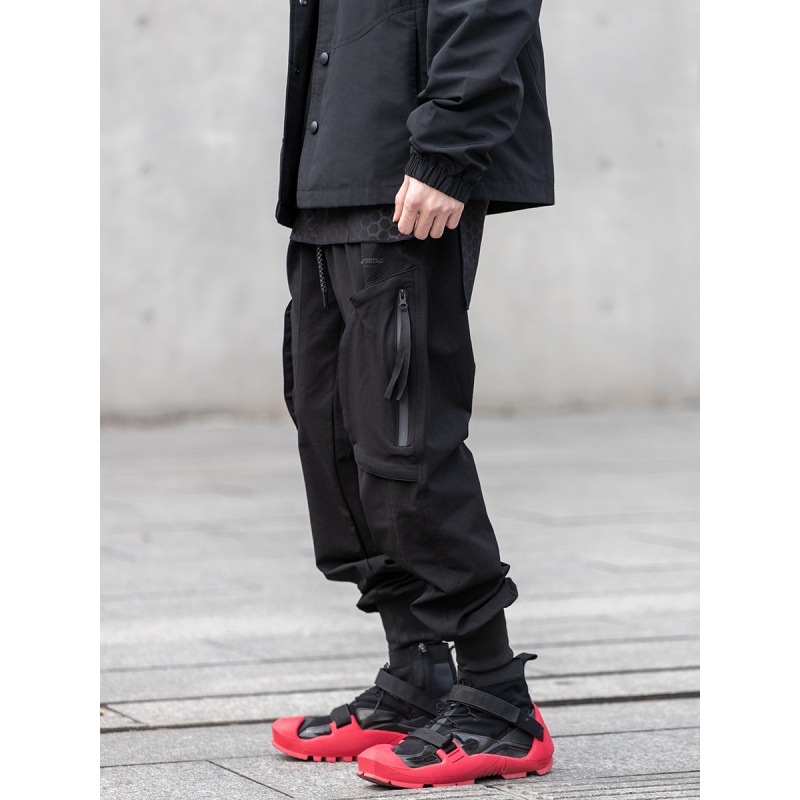 Men's Loose Casual All-Match Trousers Black Small Feet Overalls
