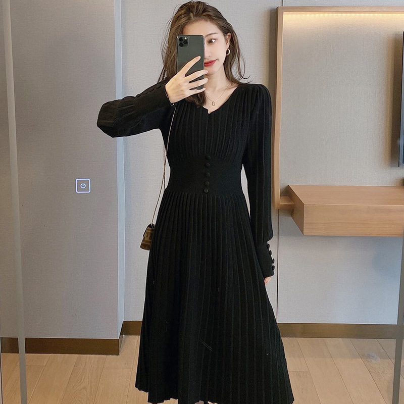 Slim Long Sweater Skirt With A Base Knitted Dress