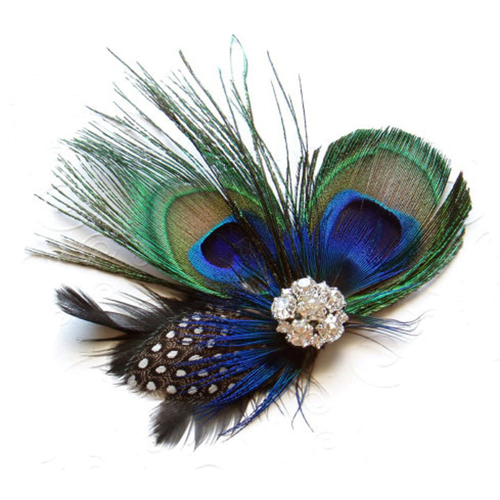 Title 4, Peacock Feather With Diamond Hairpin And Ball H...