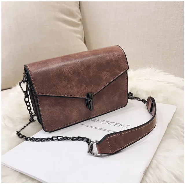 Gangfengsen Small Square Bag Chain Shoulder Messenger Bag Pink - Shop at LoveMi