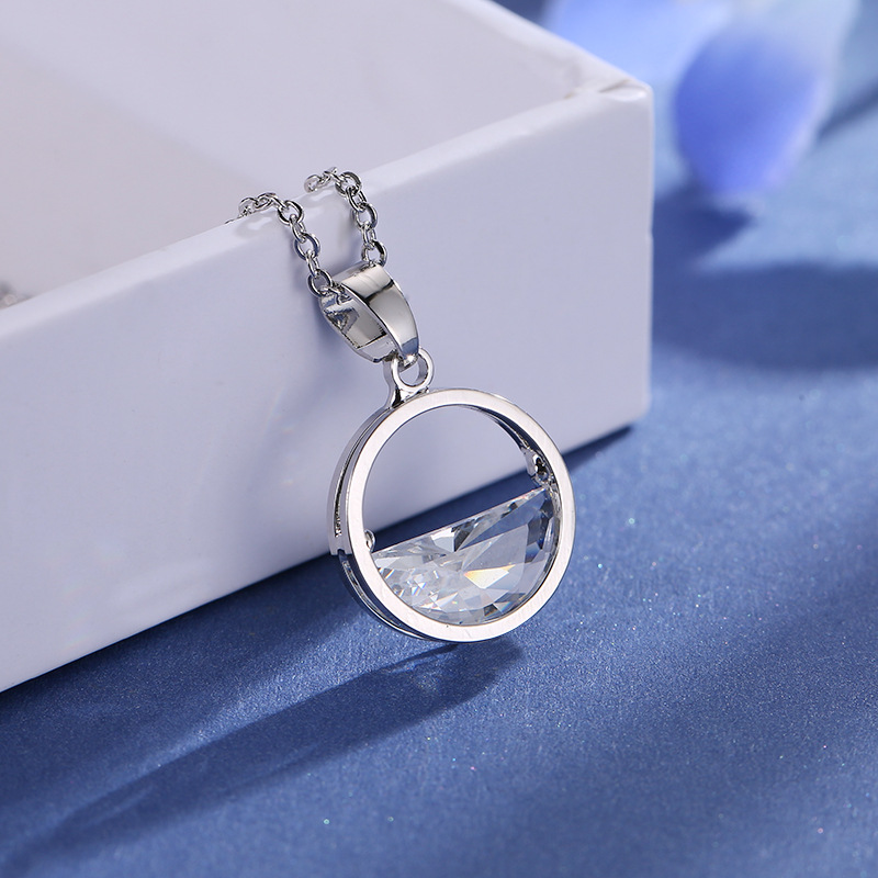 Necklace Female Sea Water Semicircular Zircon Clavicle Chain Pendant Jewelry Student Gift