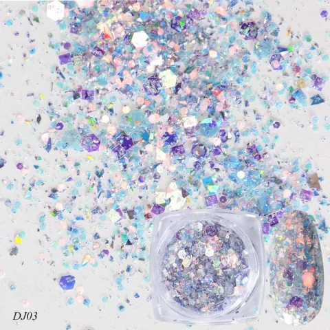 Nail Art Glitter 12 Color Light Change Onion Pink