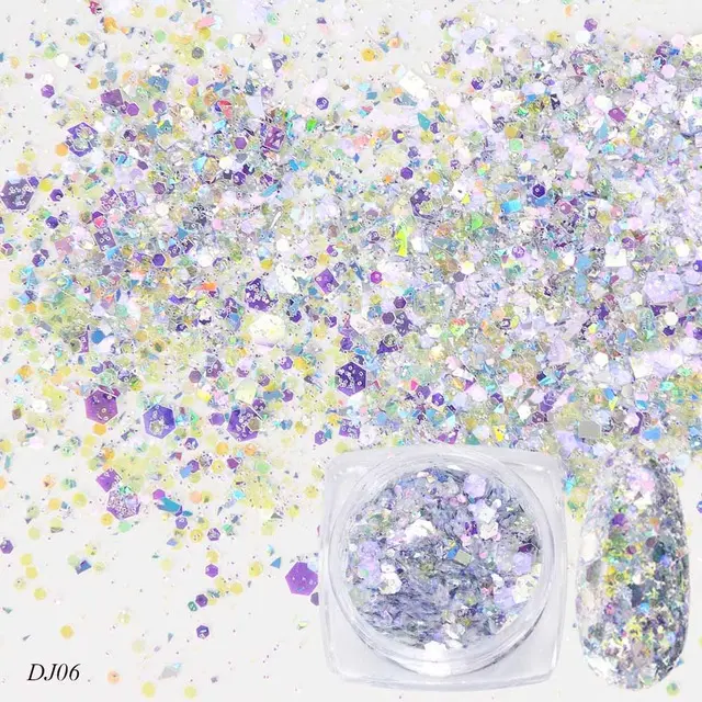 Nail Art Glitter 12 Color Light Change