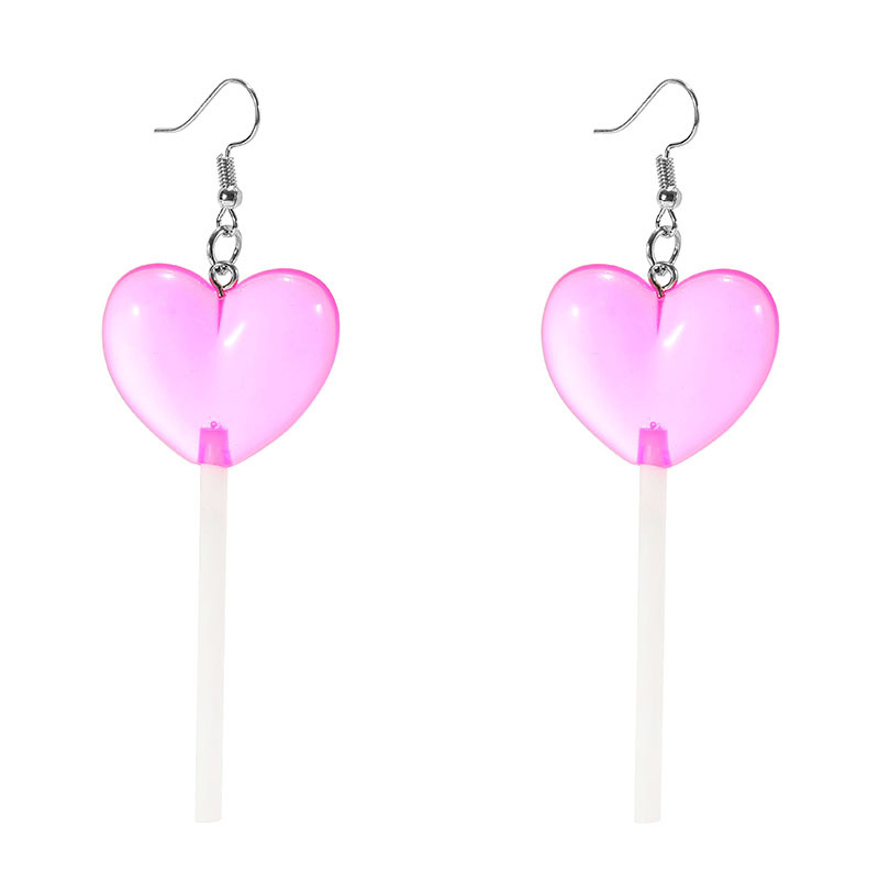 Candy-colored Lollipop Heart-shaped Long Hand-Made Ear Hooks