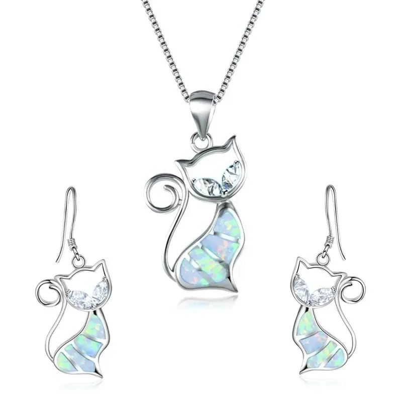 New Aobao Cat Earrings Necklace Little Girl Jewelry