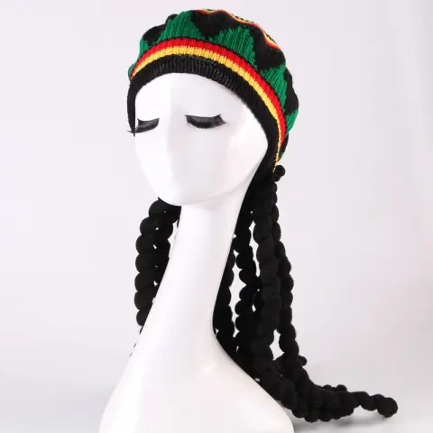 A Braided Straw Hat and Wig Beret