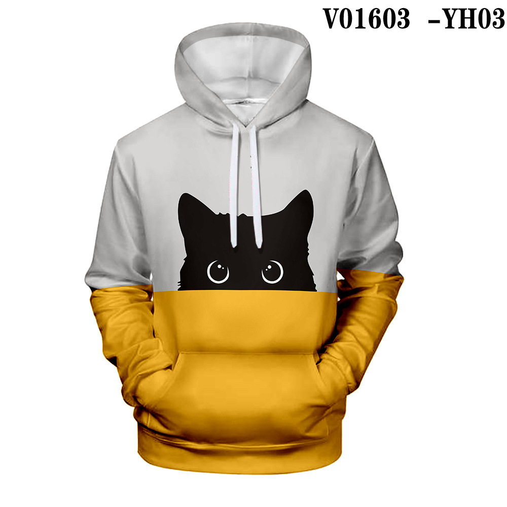 Digital Printed Cat Series Creative Leisure Trend Men's Sweater Series