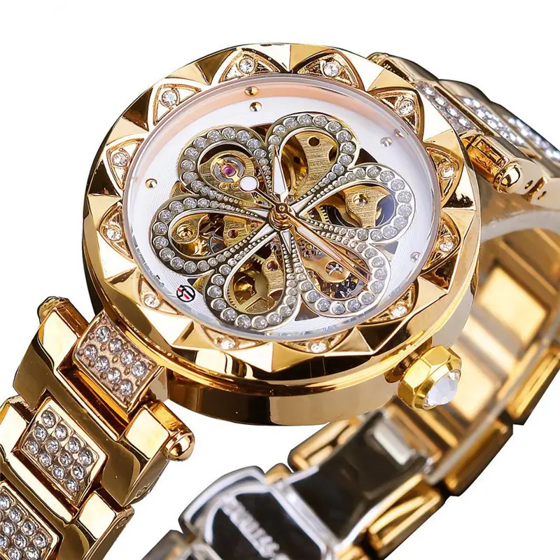 Forsining Mechanical Automatic Ladies Watches Top Brand Luxury Rhinestone