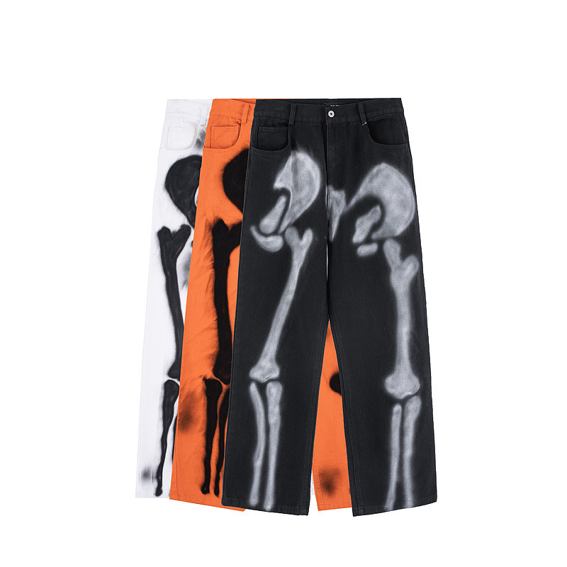 Title 7, Graffiti printed pants, loose straight leg casu...