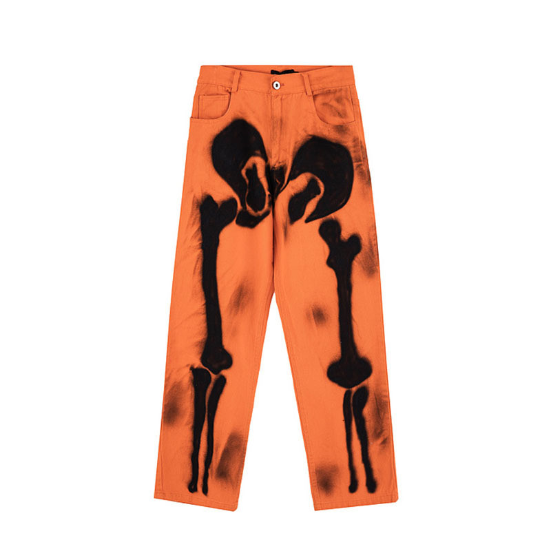 Title 3, Graffiti printed pants, loose straight leg casu...