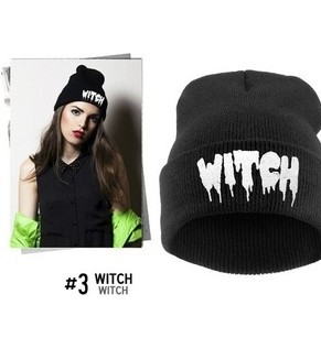 Letter Punk WITCH Letter Knitted Hat Woolen Hat Trendy Hat