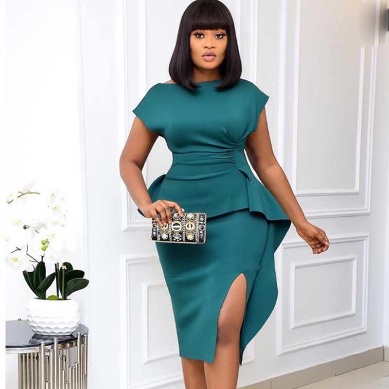 Women's Large Size Dress With Irregular Ruffles - CJdropshipping