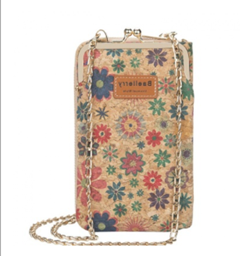 Diagonal Phone Bag Retro Wood Grain Printing Soft Leather