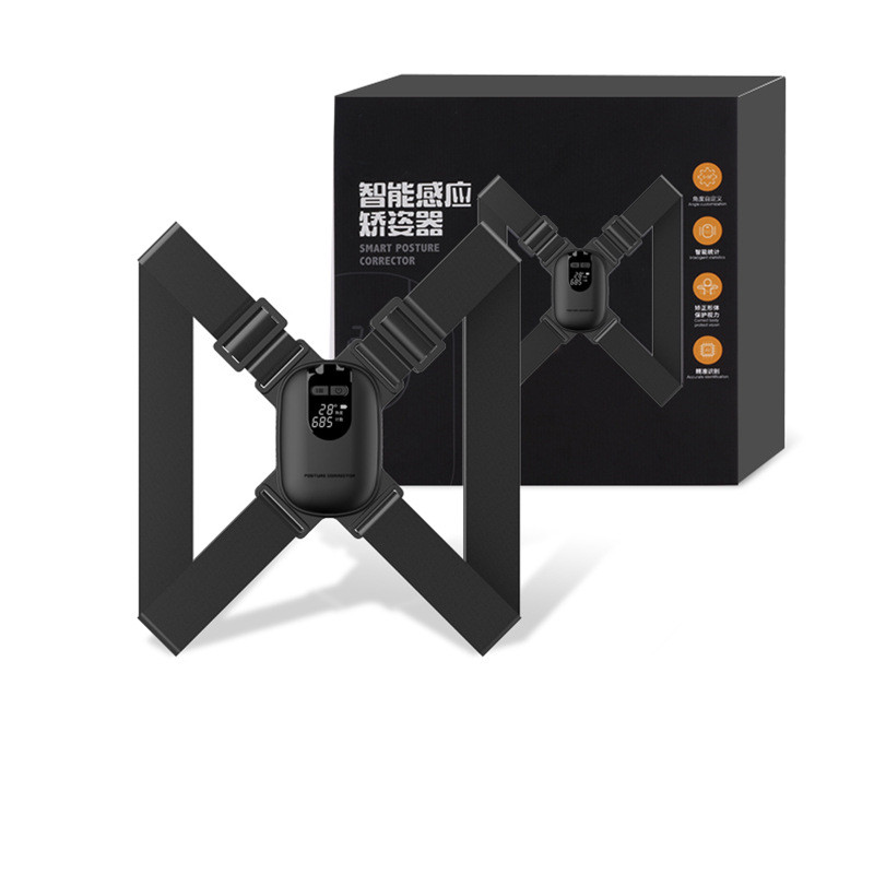 Умный корректор осанки с регулируемым углом для взрослых и детей, корректирующий тренажер для поддержки горбатой ключицы, бандаж для верхней части спины, черный