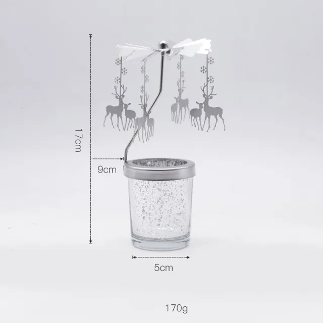 Ins European Style Walking Light Rotating Candle Holder Silver Deer J - Shop at LoveMi
