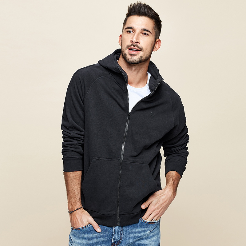 Title 3, Mens Simple Solid Color Sports Casual Hooded J...