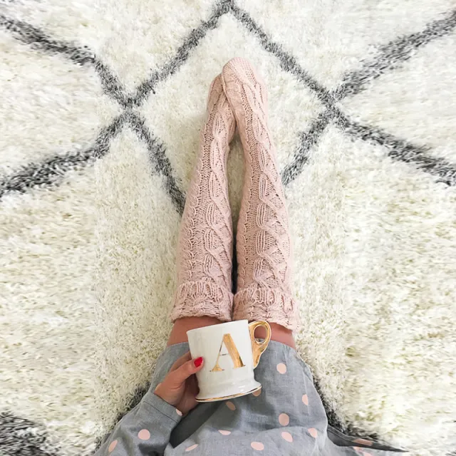 European And American Twist Over The Knee Adult Pile Socks Pink - Shop at LoveMi