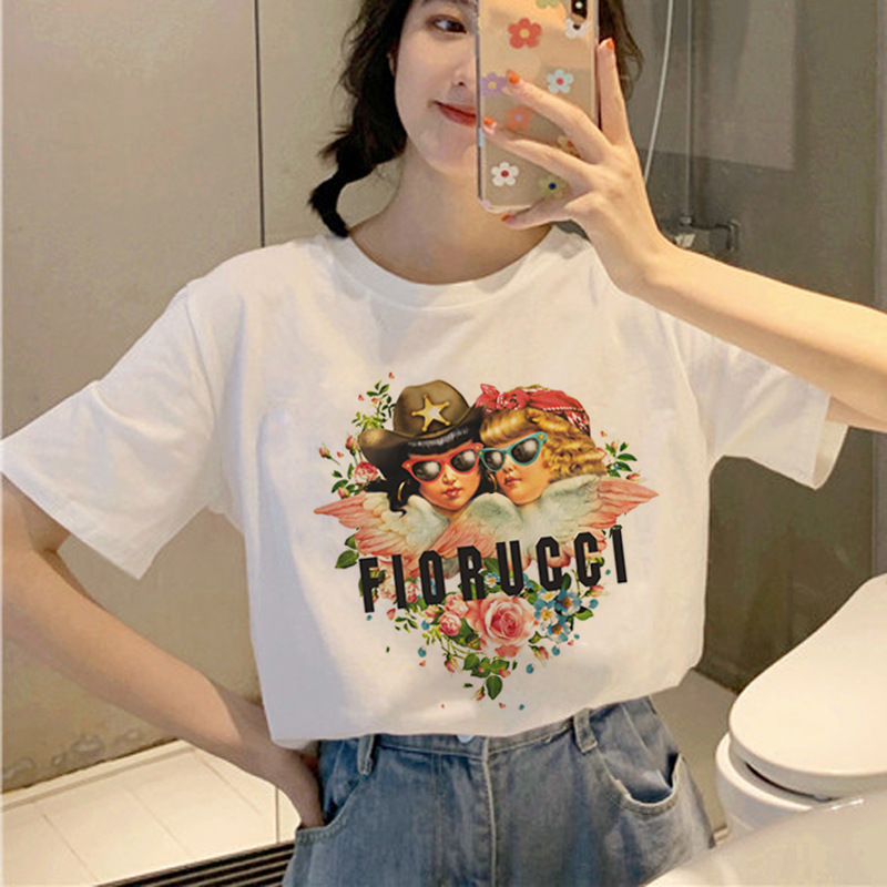 Angel Kawaii Little Angel Digital Print Short Sleeve T-shirt