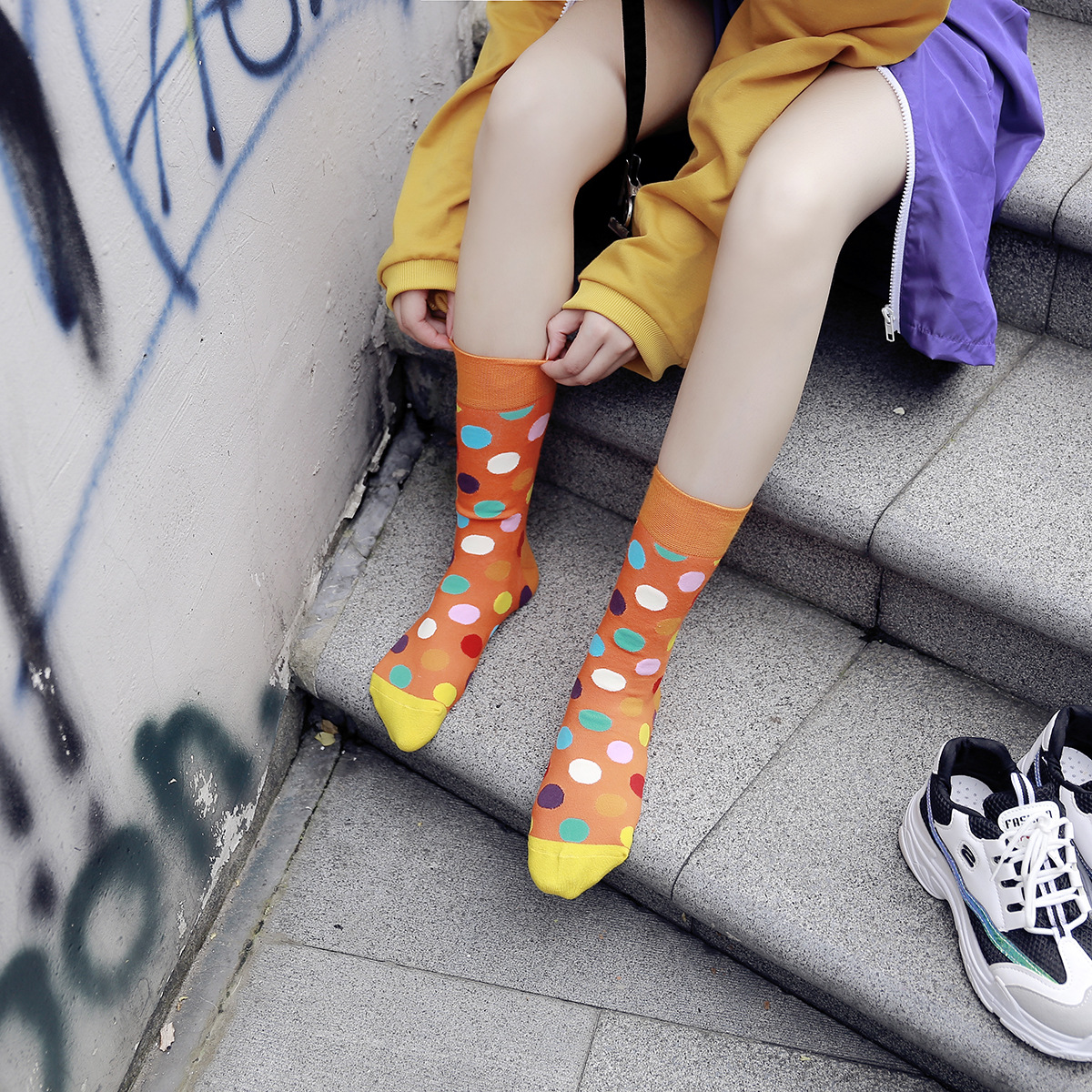 All-Match Polka Dot Pattern Ladies College Style Tube Socks