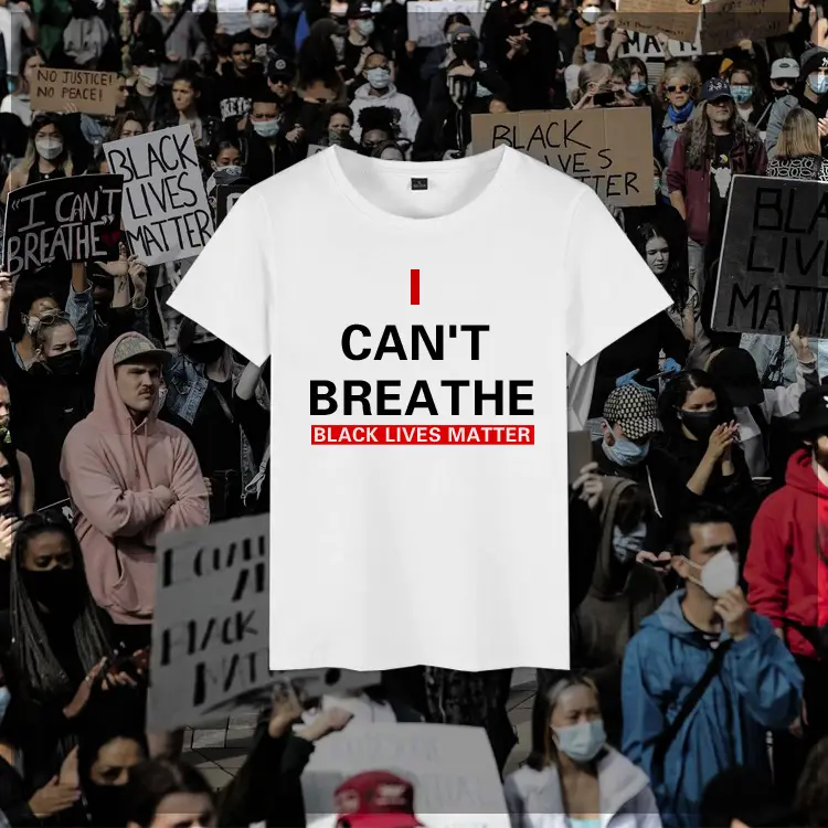 Anti-Racism T-shirt I Can't Breathe Letters Short Sleeve