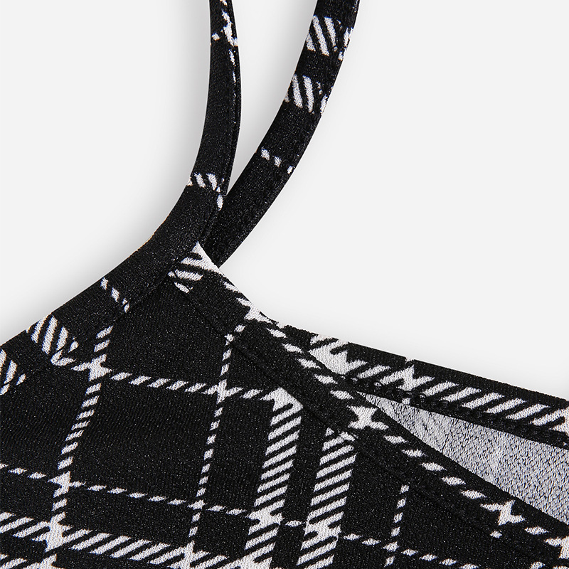 Plaid Slim Sling Dress Women European and American Sexy Inner Mid-length Skirt