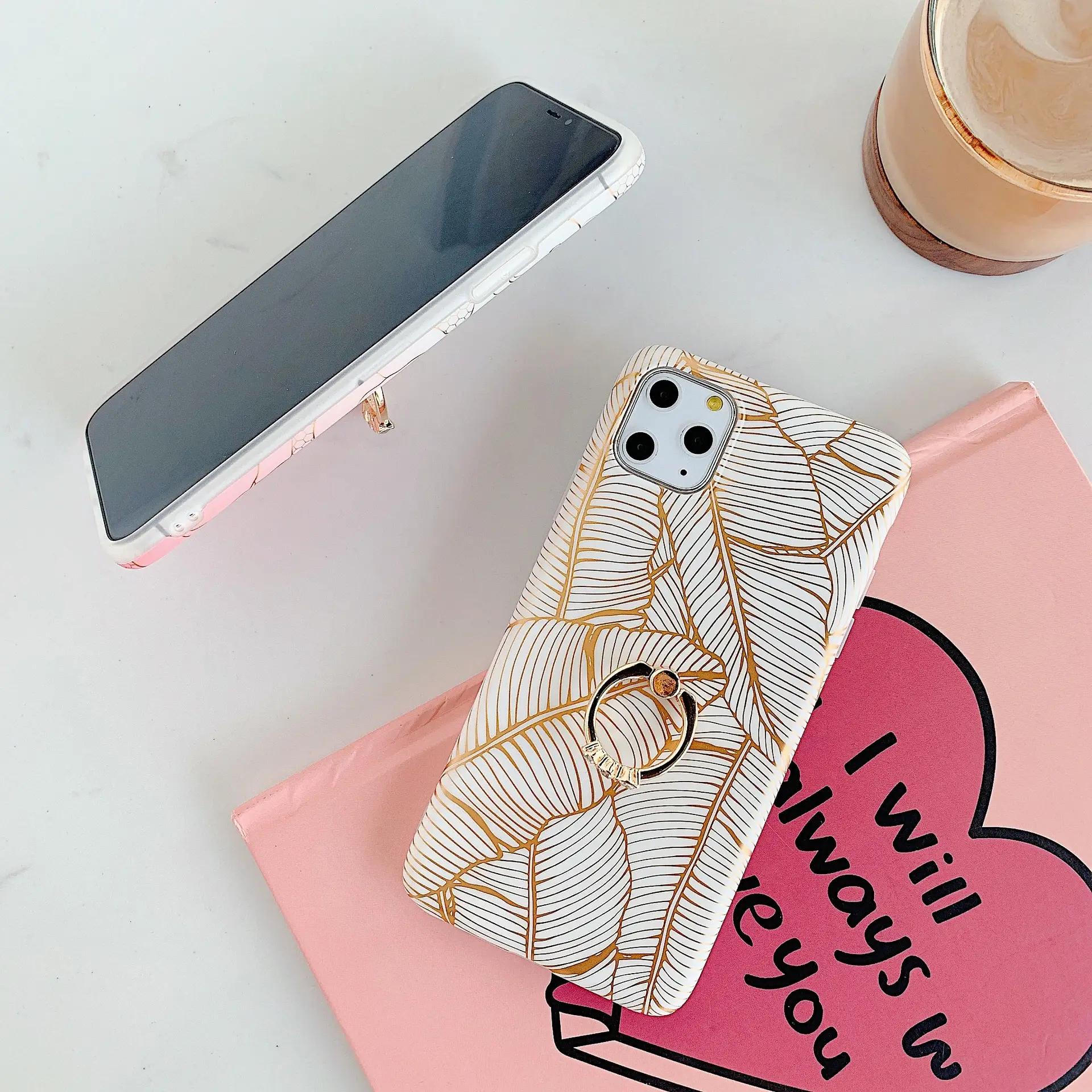Mobile Phone Case For SE Peony Flower Soft Shell With Diamond Ring Holder