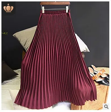 Solid Color High Waist Half length Skirt Female Elastic Waist Chiffon Skirt Red - Shop at LoveMi