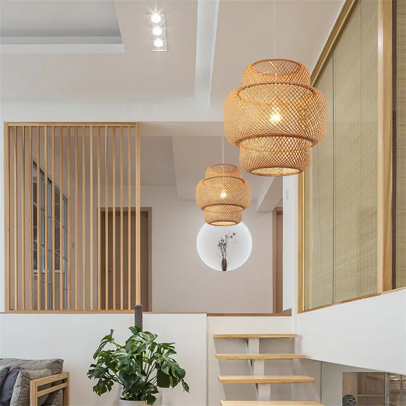 Nordic Bamboo Weaving B&B Inn Art Chandelier