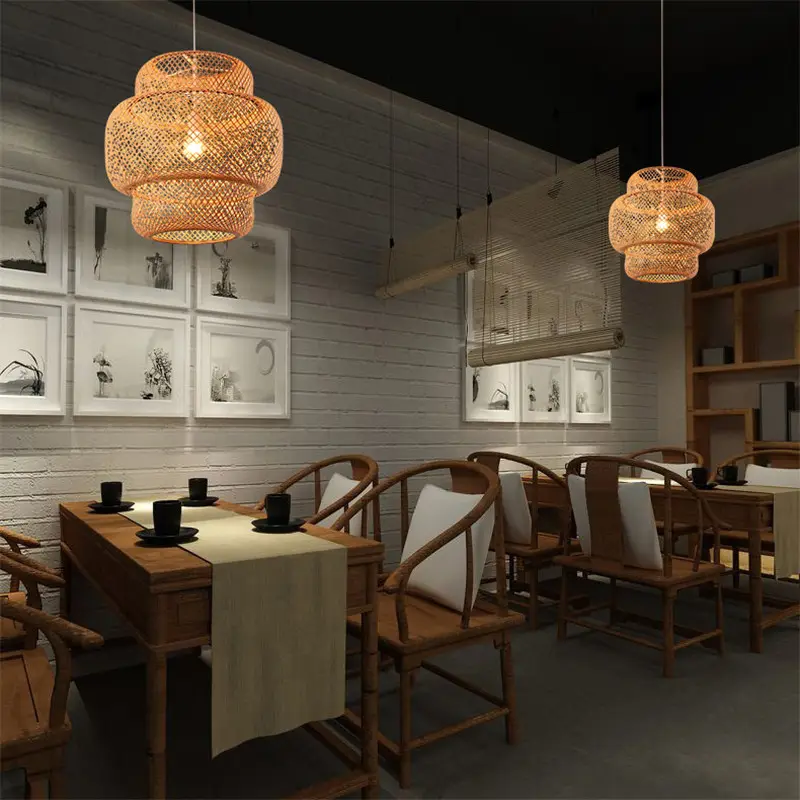 Nordic Bamboo Weaving B&B Inn Art Chandelier